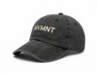 MVMNT Washed Black Cap-White Stitching